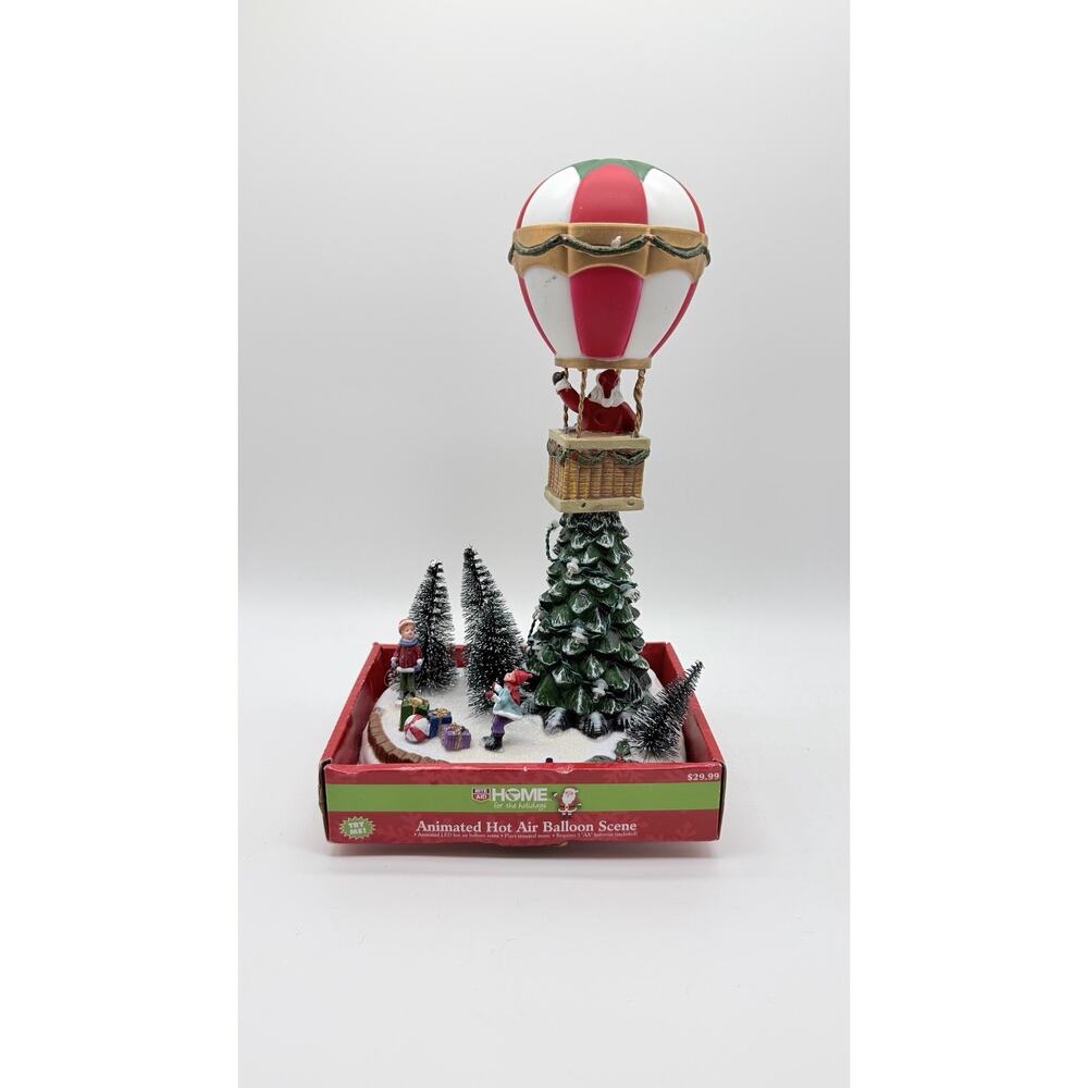 NIB Home at the Holidays Animated Hot Air Balloon scene Light Up Christmas WORKS